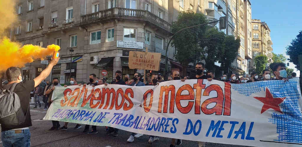 Manifestación en xuño da Plataforma de Traballadores do Metal en Vigo para reclamar un convenio "xusto" (Europa Press).