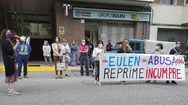 Protesta dos traballadores de Eulen (Foto: CIG)