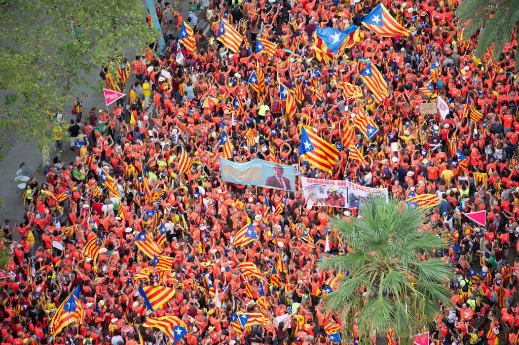 Tramo da manifestación da Diada de Catalunya en 2018. (Foto: Europa Press)