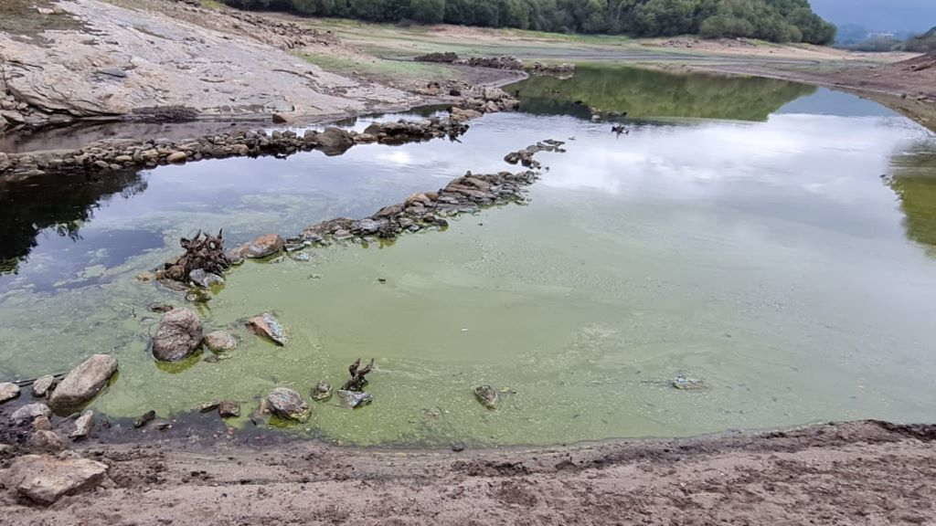 Aspecto do río Cadós, cun caudal baixo e contaminación. (Foto: Plataforma Auga limpa xa!) #contaminación #caudal #conca #miñosil #eléctricas #encoro
