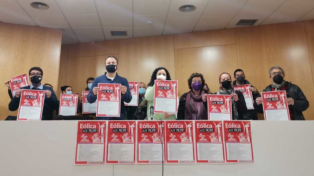 Rolda de prensa da coordinadora 'Eólica, Así Non', celebrada nesta sexta feira en Compostela (Foto: Y. C.).
