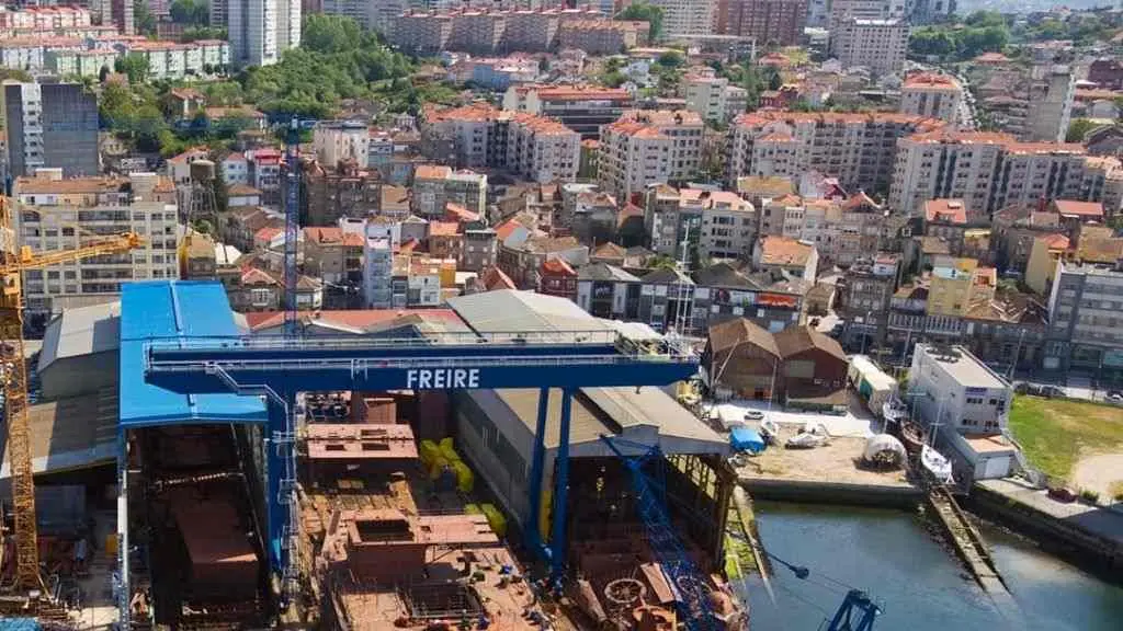 Vista a&eacute;rea do astaleiro vigu&eacute;s. (Foto: Freire)