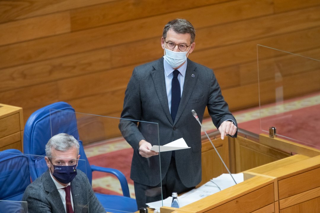 Núñez Feixoo na sesión de control no Parlamento das Galiza. (Foto:Europa Press)