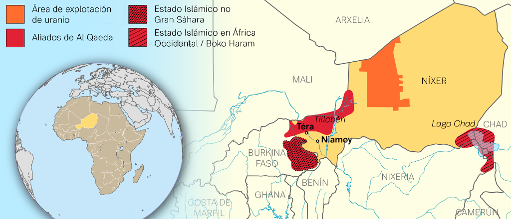 Situación territorial en Níxer. (Infografía Verónica Rivadulla / Nós Diario)