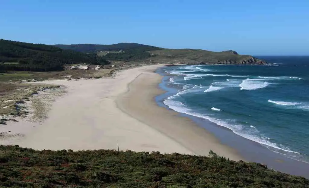 Praia do Rostro. Un areal de 2 km cun extenso cord&oacute;n de dunas fixadas por unha das vexetaci&oacute;ns psam&oacute;filas mellor conservadas da Galiza.