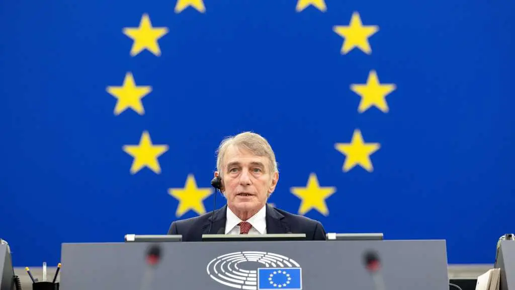 David Sassoli, o pasado mes de decembro, nun acto da Euroc&aacute;mara (Foto: Alexis Haulot/DPA).