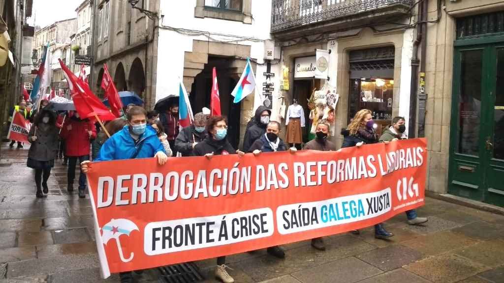 Protesta en Compostela contra a reforma laboral (Foto: Nós Diario)