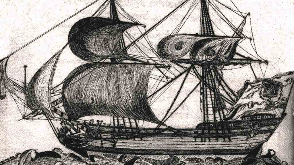 Gravado do correo real, 'Pizarro', na capa do seu diario de navegación do 1772 (Ilustración: AGI).