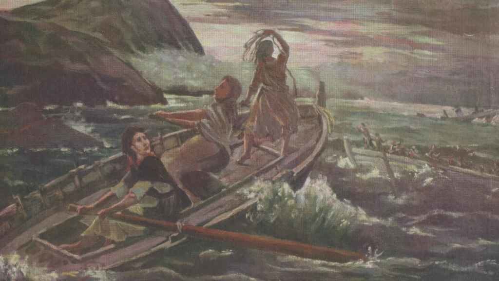 Cadro sen título, sobre o naufraxio do Santa Isabel, pintado polo galego José Seijo Rubio (Foto: Centro Gallego de Avellaneda).