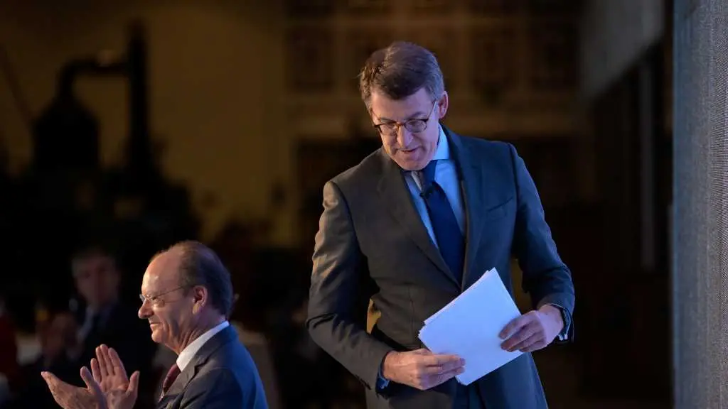 O presidente da Xunta, Alberto N&uacute;&ntilde;ez Feixoo, esta cuarta feira, nun acto na Coru&ntilde;a (Foto: M. Dylan / Europa Press).