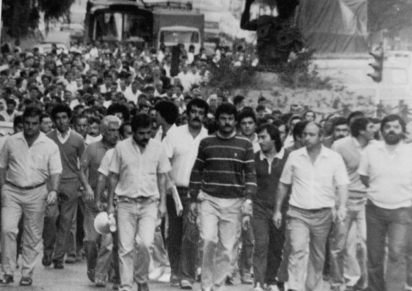 Traballadores vigueses na folga de 1972. (Foto: Nós Diario)