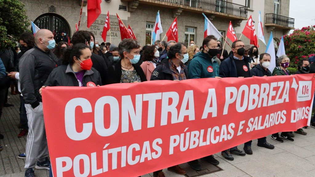 Concentración da CIG na Coruña contra a pobreza de familias e traballadores en 2022. (Foto: Nós Diario).
