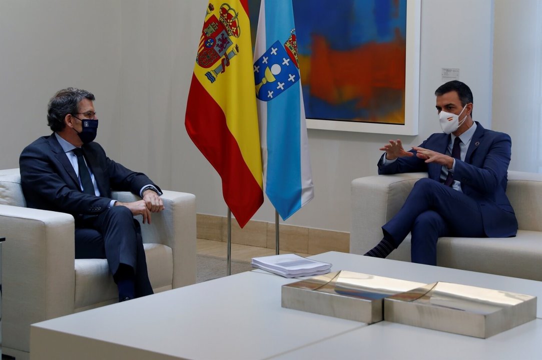 Encontro entre Alberto Núñez Feixoo e Pedro Sánchez o pasado 29 de xaneiro de 2021. (Foto: Nós Diario)