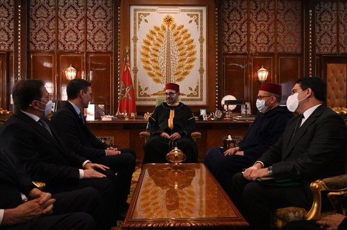 O presidente do Goberno, Pedro Sánchez, en Rabat, onde se reuniu con Mohamed VI. (Foto: Moncloa).
