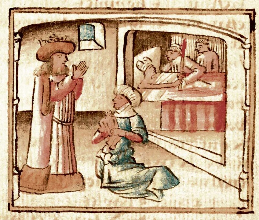 Morte da princesa da
Galiza e nacemento de
Olivier (manuscrito da
Universiteitsbibliotheek Gent).
