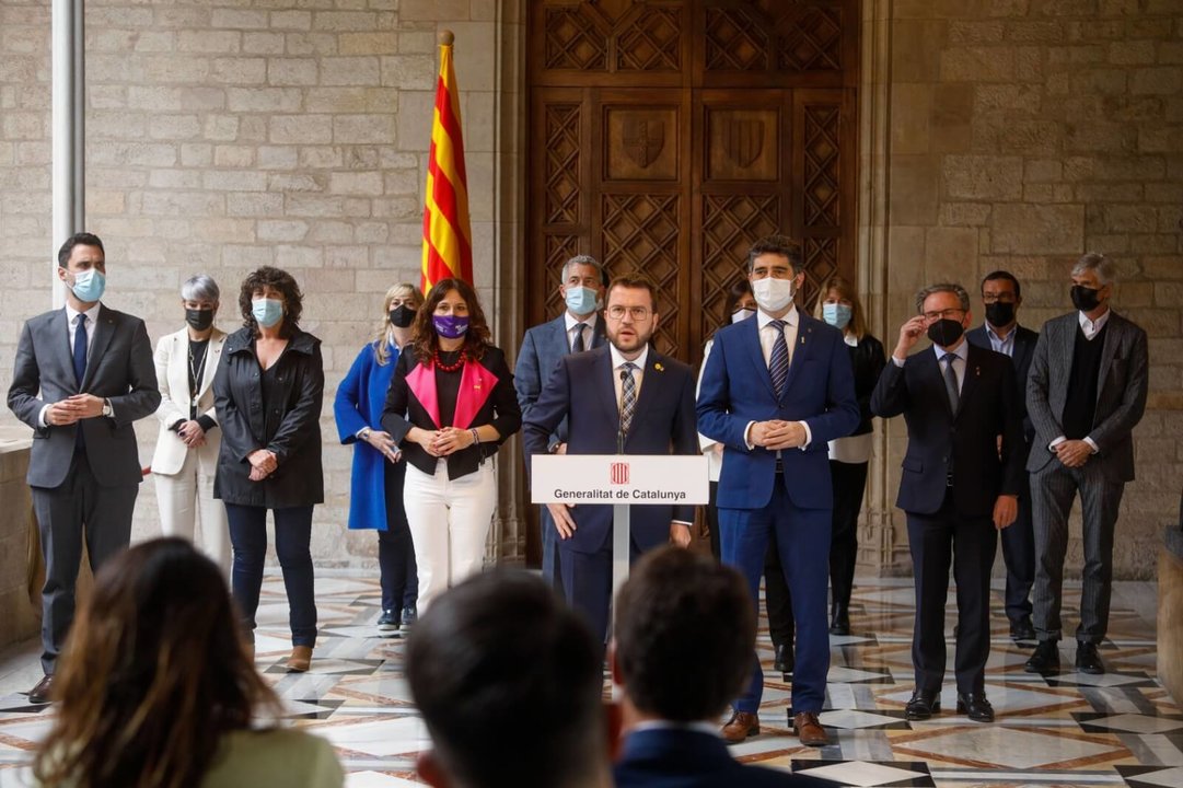 O presidente da Generalitat, Perè Aragonès, da a súa valoración sobre o 'Catalunyagate'.  (Foto: Kike Rincón/Europa Press)