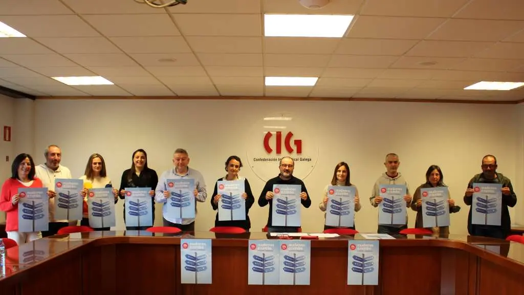 Presentaci&oacute;n da campa&ntilde;a da CIG-Ensino, esta quinta feira, en Compostela. (Foto: N&oacute;s Diario)