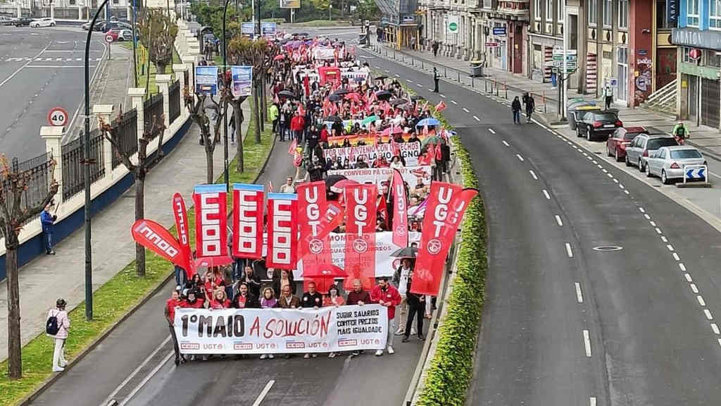 Manifestación de CCOO e UXT na Coruña (Foto: Nós Diario).
