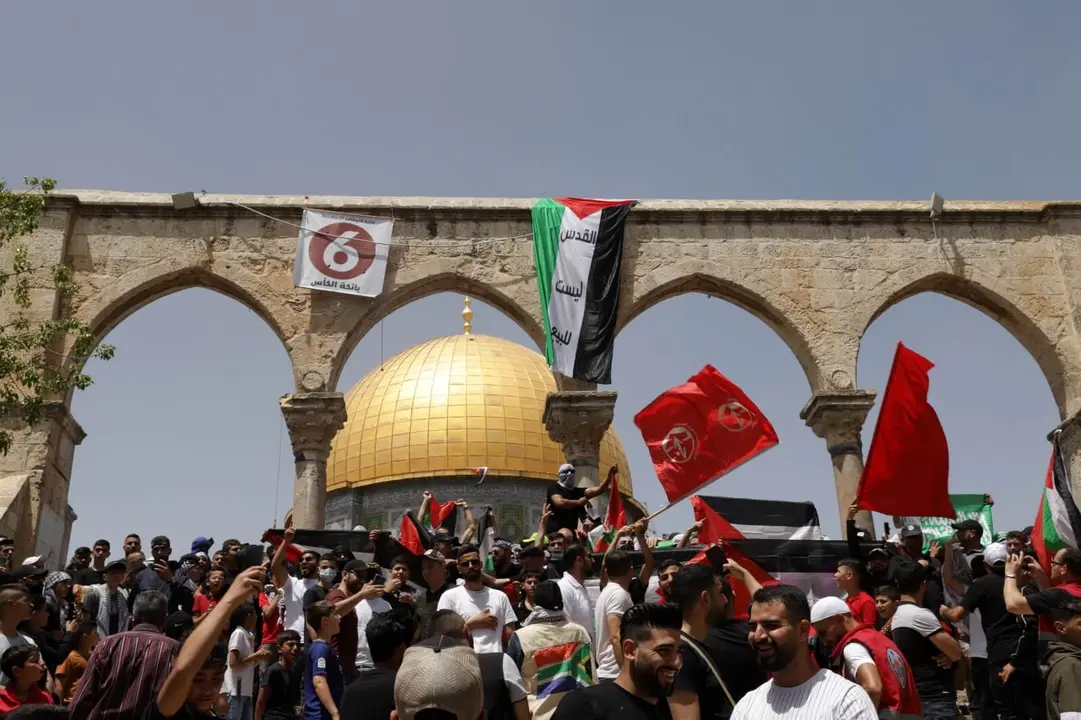 Concentraci&oacute;n da poboaci&oacute;n palestina o pasado 29 de abril &aacute;s portas de Al Aqsa. (Foto: Jeries Bssier / APA Images via ZUM / DPA)