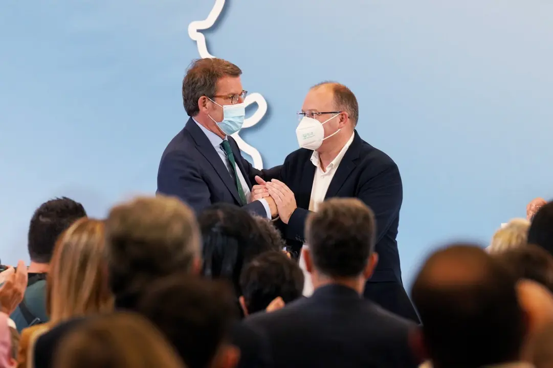 Alberto N&uacute;&ntilde;ez Feixoo e Miguel Tellado. (Foto: Europa Press)