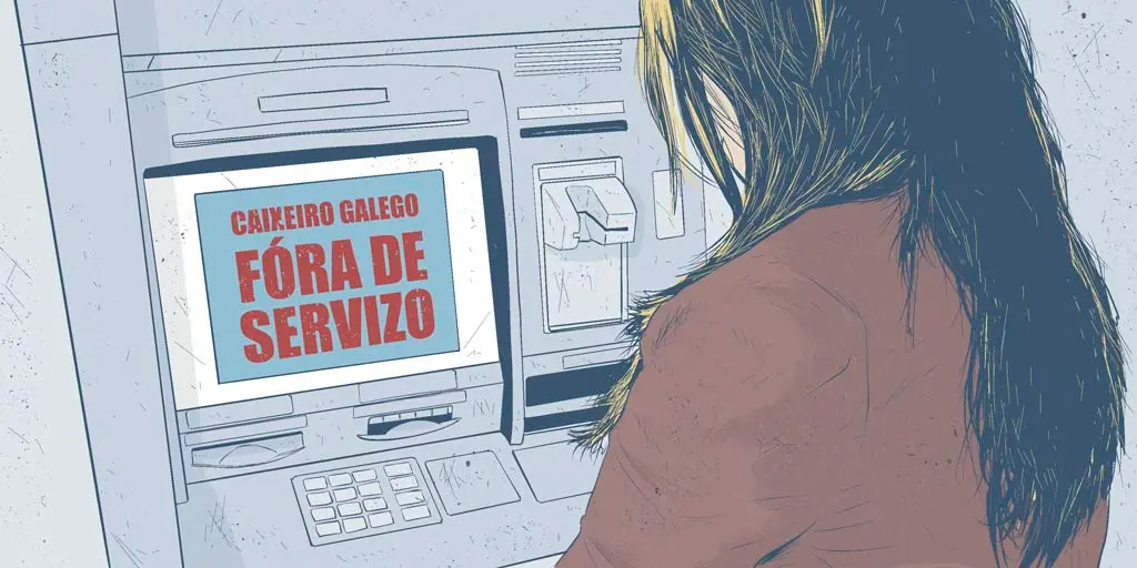 Dunha tupida rede no rural pasamos a un crecente n&uacute;mero de concellos desatendidos, cun verdadeiro problema de exclusi&oacute;n financeira. (Ilustraci&oacute;n: &Aacute;lex Rozados)