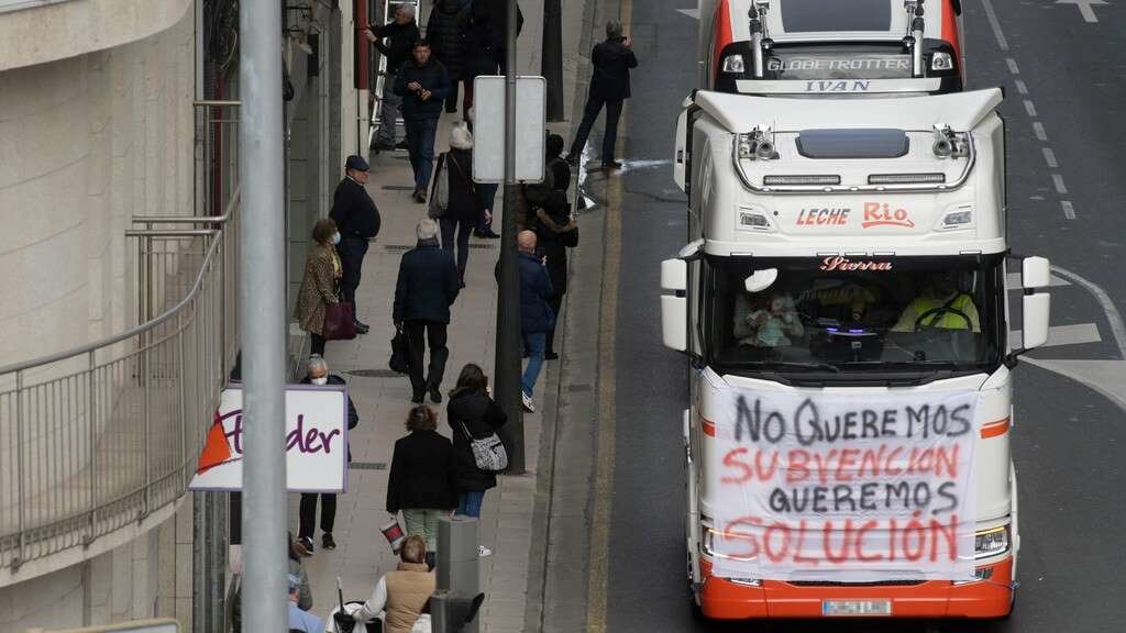 Protesta do sector do transporte en Lugo, o pasado 22 de marzo. (Foto: Carlos Castro / Europa Press)