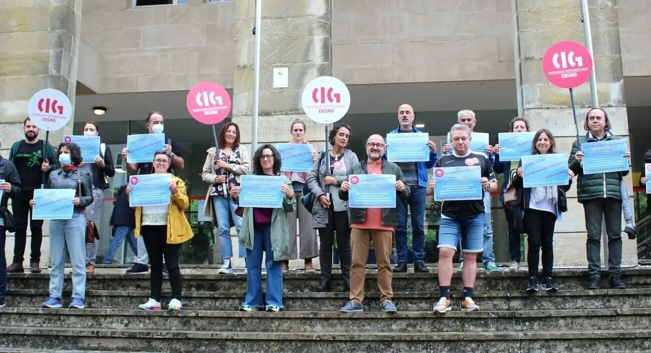 Protesta de CIG-Ensino en Santiago a comezos de xu&ntilde;o. (Foto: N&oacute;s Diario)