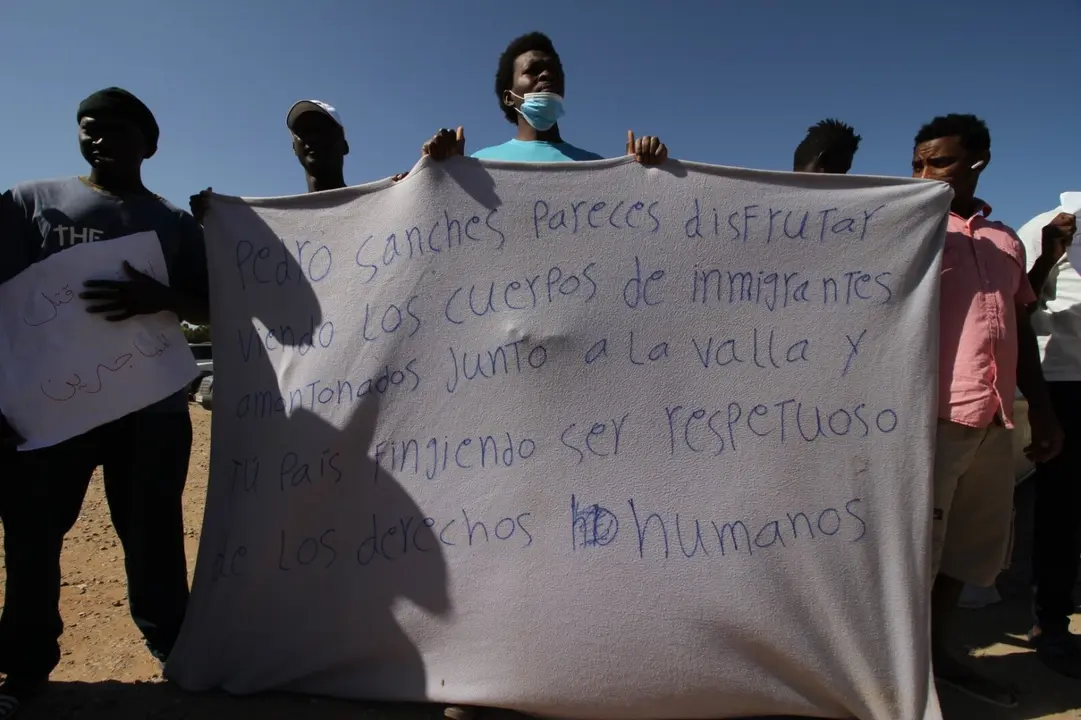 Protesta do 27 de xullo contra a actuaci&oacute;n marroqu&iacute; no enreixado de Melilla. (Foto: Europa Press)