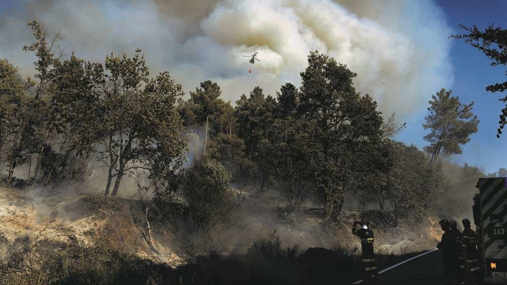As chamas estendéronse rápido en Castrelo de Miño por mor dos refachos de vento. (Foto: Rosa Veiga / Europa Press)