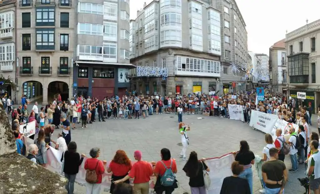 A manifestaci&oacute;n rematou na praza da Peregrina (Imaxe: Erguer)