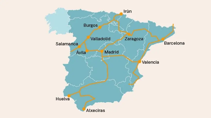 Corredores prioritarios para as autoestradas ferroviarias de mercador&iacute;as. (Infograf&iacute;a: N&oacute;s Diario)