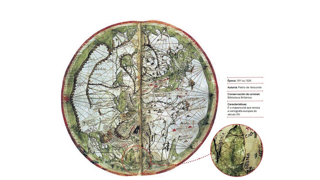 A autoría do mapamundi recollido no 'Liber secretorum' de Mario Sanuto corresponde a Pietro de Vesconte.