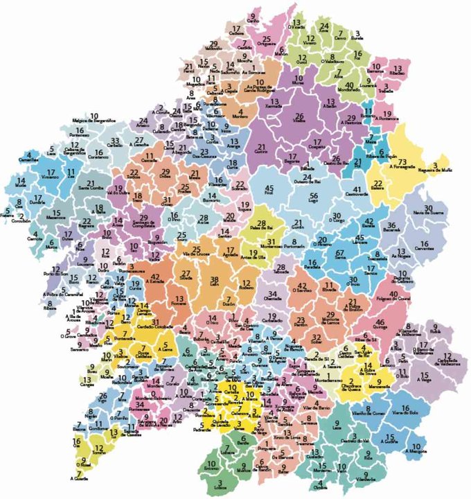 Relación de castros existentes nos concellos galegos en base aos datos achegados por Xabier Moure. (Foto: Nós Diario)
