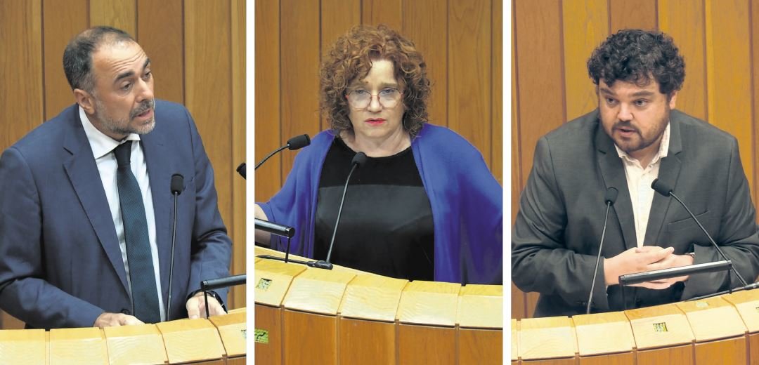 Julio García Comesaña, Montse Prado e Julio Torrado. (Fotos: Parlamento)