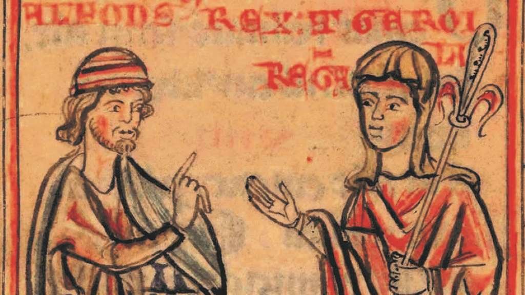 Afonso e Elvira nunha imaxe do 'Corpus pelagianum'. (Foto: Biblioteca Nacional de España)