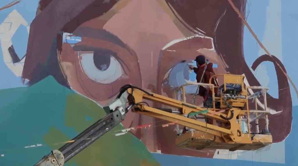 Realización dun mural no festival 'Máis que cor na Ribeira Sacra'. (Foto: Turismo da Ribeira Sacra)