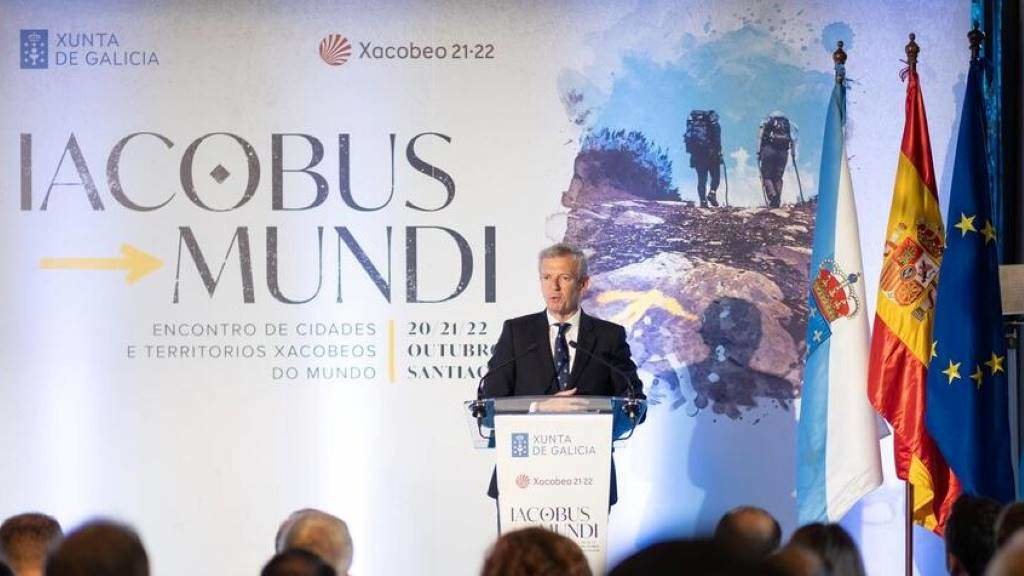 Alfonso Rueda interveu esta sexta feira no encontro de cidades 'Iacobus Mundi'. (Foto: Xunta)
