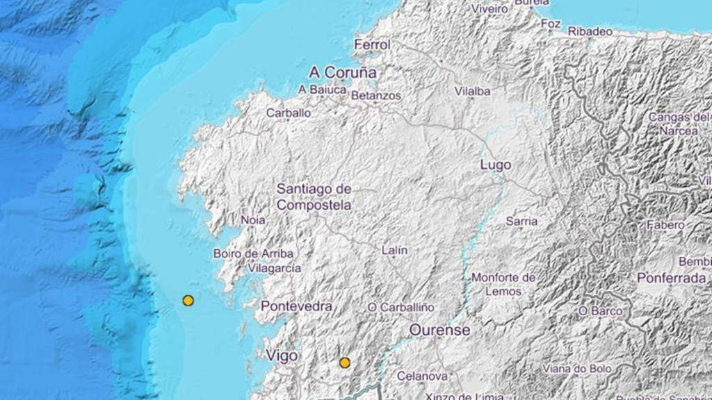 Epicentros do terremotos rexistrados na terza feira (Foto: IGN).