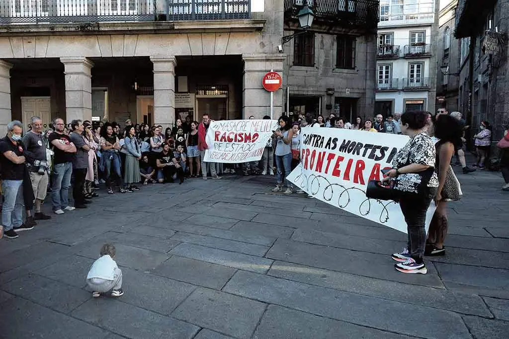 Concentra&ccedil;&atilde;o em Compostela o passado 1 de julho com a reivindica&ccedil;&atilde;o 'Contra as mortes nas fronteiras' (Foto: Arxina).