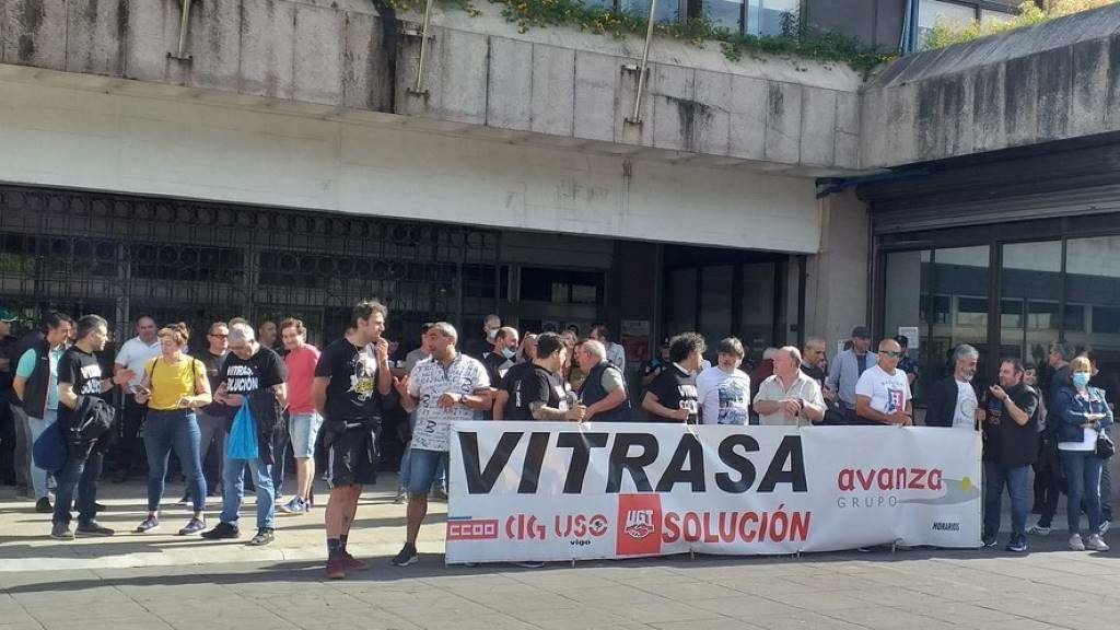 Mobilización do persoal de Vitrasa o pasado xuño diante do Concello de Vigo (Foto: Europa Press).