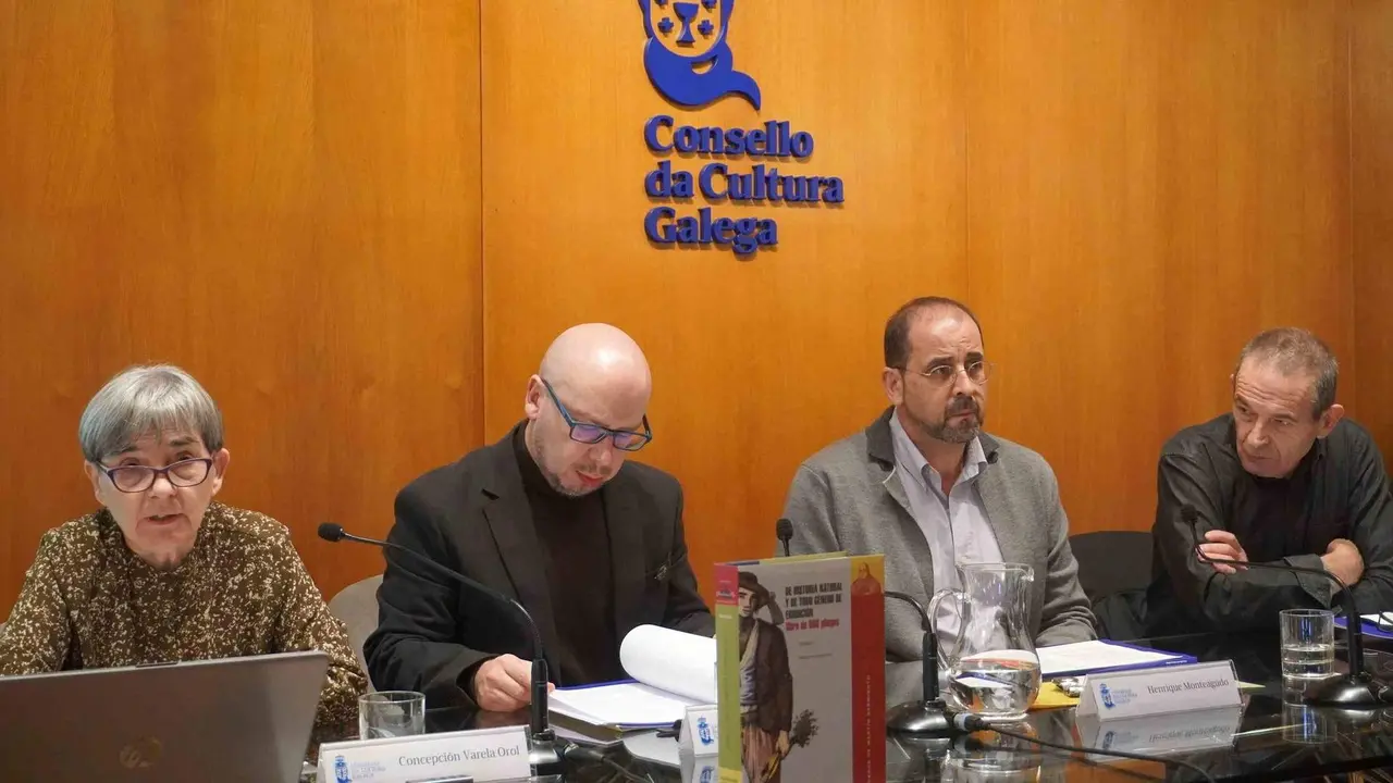 As persoas intervintes na sesi&oacute;n do simposio desta segunda feira (Foto: Consello da Cultura Galega).