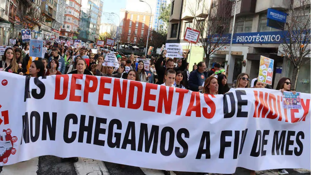 Manifestaci&oacute;n das traballadoras de Inditex o pasado 25 de novembro. (Foto: N&oacute;s Diario)