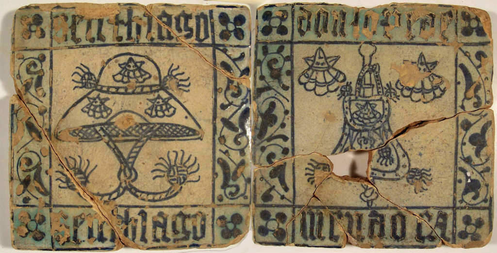 Azulexos procedentes do Castelo de Rocha Branca (Foto: Museo de Cáceres).
