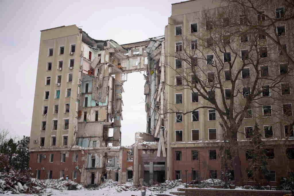 Edificio atacado en Mykolaiv. (Foto: Ukraine Presidency via Planet / DPA)