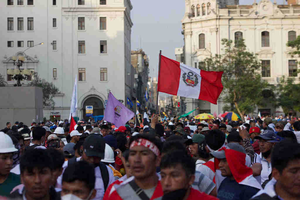 Mobilizacións no centro de Lima, a capital peruana, o pasado 28 de xaneiro. (Foto: Juan Zapata)