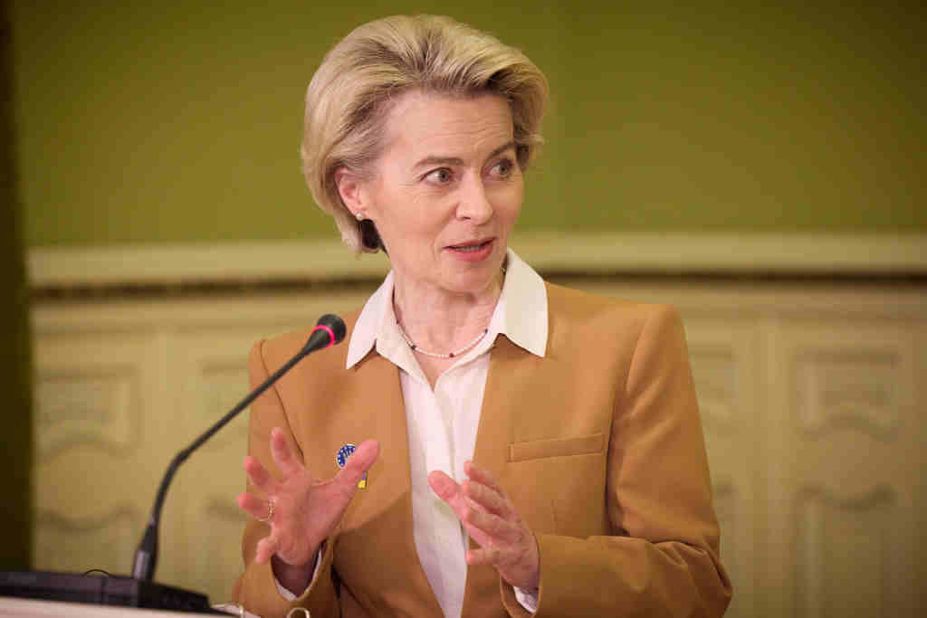 Ursula von der Leyen, a quinta feira. (Foto: Ukraine Presidency / dpa)