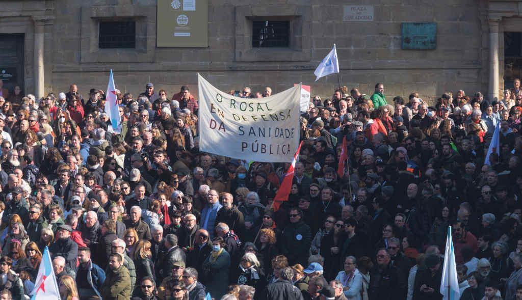 Manifestación en defensa da sanidade pública o pasado domingo 12 de febreiro en Compostela (Foto: Arxina).