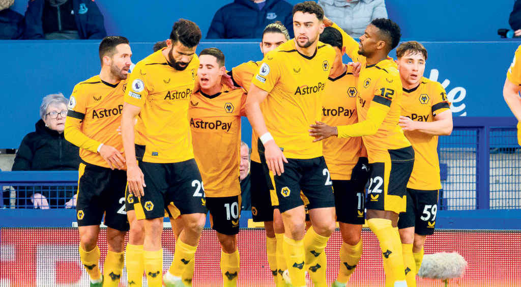 Os xogadores do Wolverhampton Wanderers celebran un gol durante un partido desta temporada ante o Everton (Foto: AFP7 / Europa Press).
