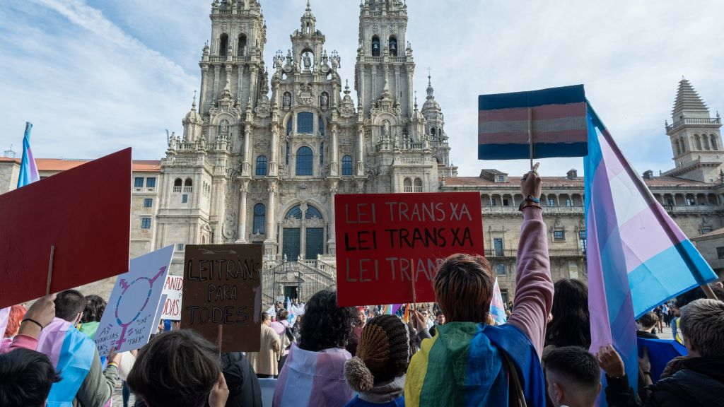 Manifestación pola defensa dos dereitos das persoas trans no Obradoiro o pasado mes de novembro. (Foto: Arxina).