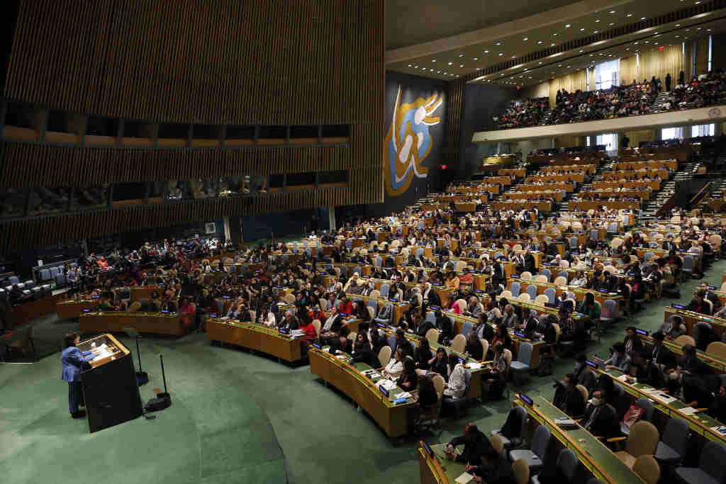 Apertura da sesión na madrugada de onte da Comisión Xurídica e Social da Muller na sede da ONU en Nova York, Estados Unidos. (Foto: ONU Mulleres)
